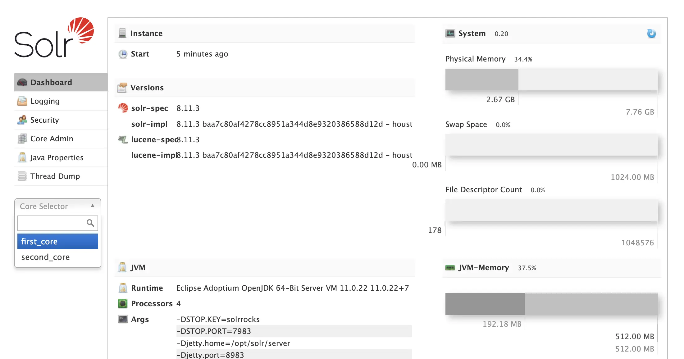 Solr first_core